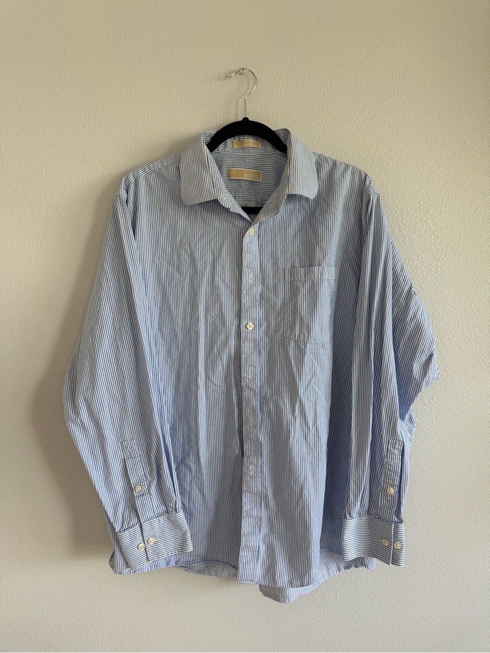 MICHAEL Michael Kors Light Blue & White Pinstripe Dress Shirt